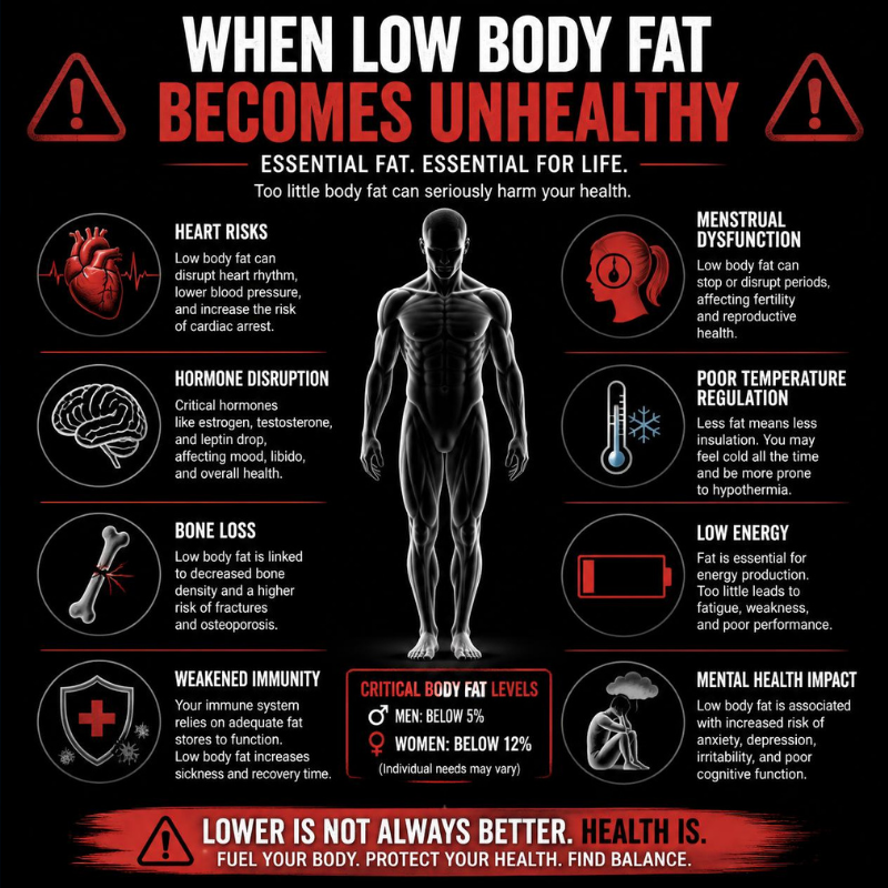 When Low Body Fat Becomes Unhealthy: The Risks of Getting Too Lean